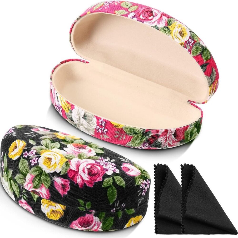 2 Pcs Oversized Hard Shell Sunglasses Case Spectacle Case Eyeglass Case Fabrics